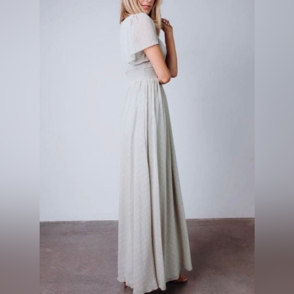 Baltic Born Weslie Sage Green Swiss Dot Maxi Dress - S - Picture 4 of 7